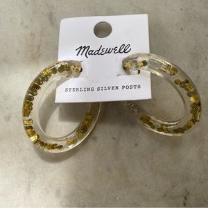 Madewell gold glitter and clear resin earrings